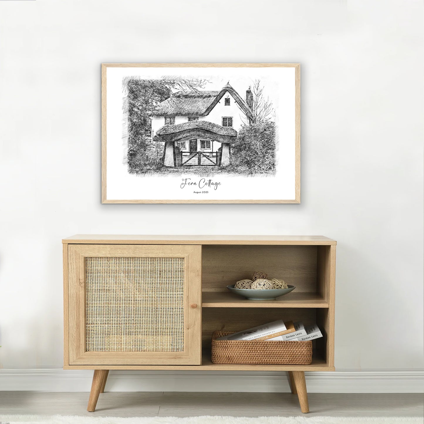 Custom Black & White House Sketch Portrait