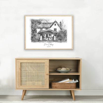 Custom Black & White House Sketch Portrait