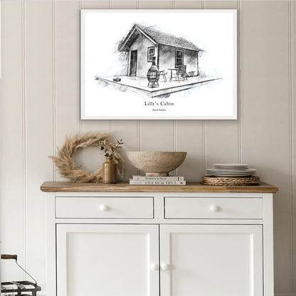 Custom Black & White House Sketch Portrait