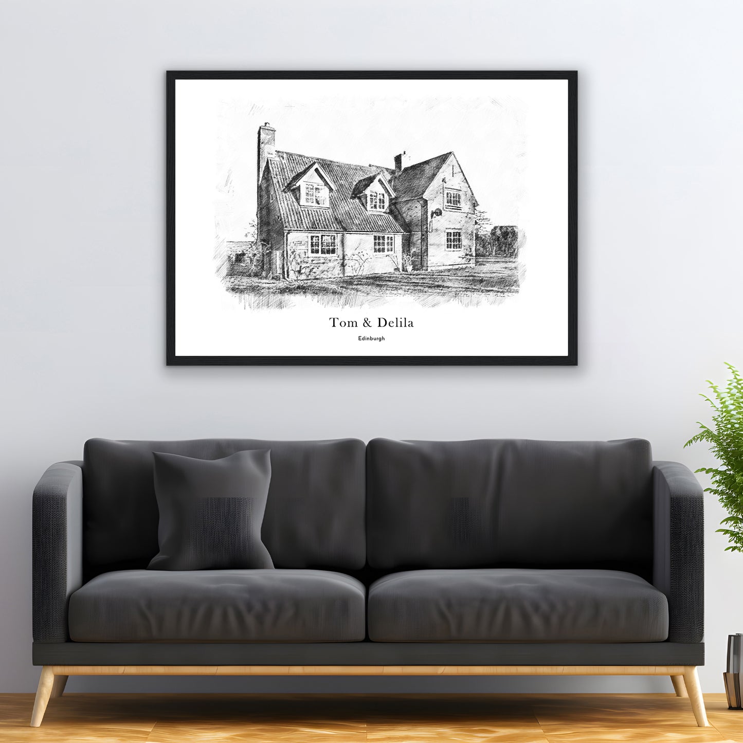 Custom Black & White House Sketch Portrait