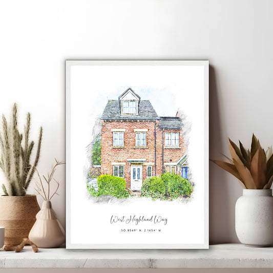 Custom Colour House Sketch Portrait